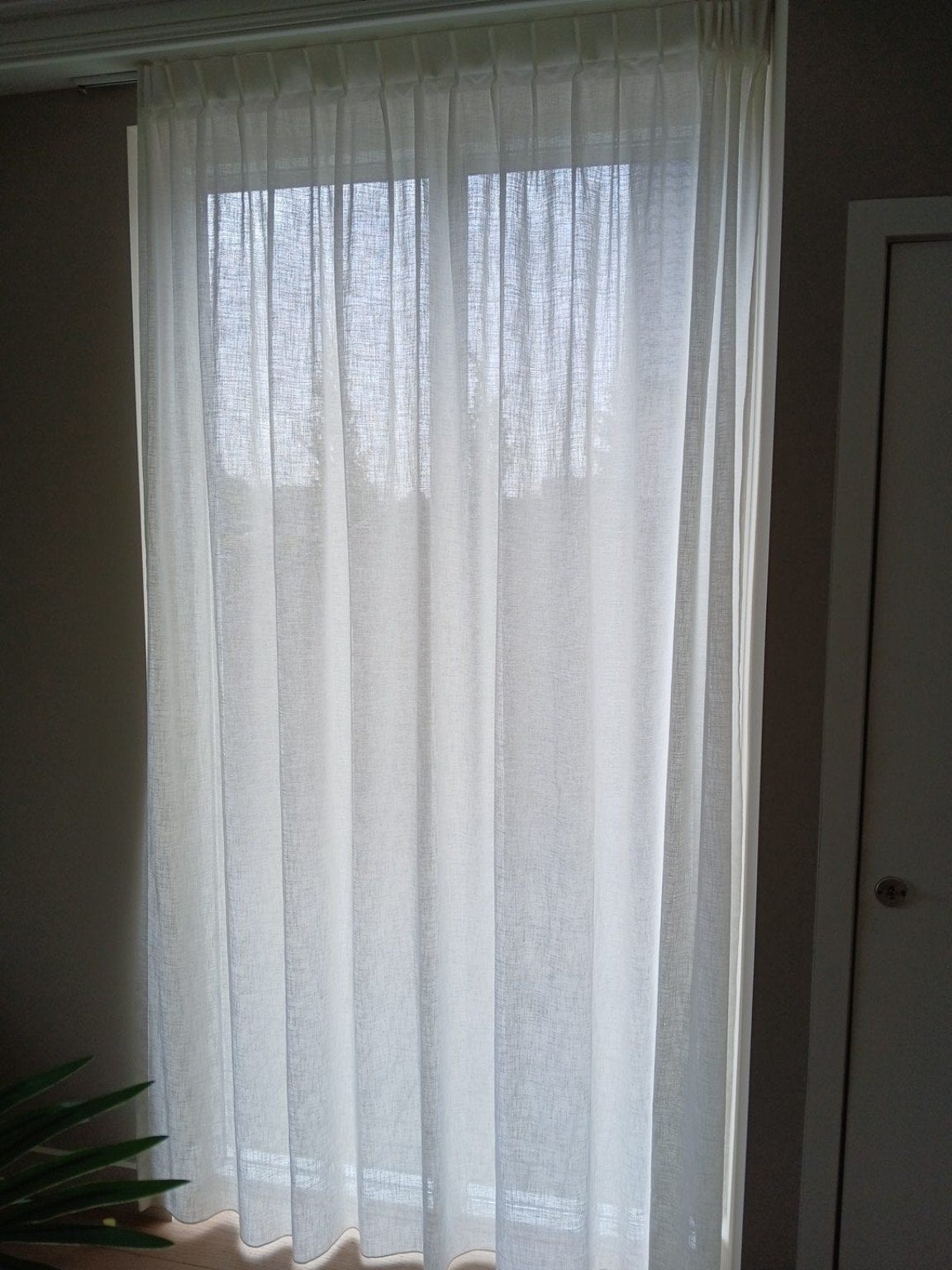 gebroken witte inbetweens met plooiband, 2 stuks, Vitrage, 175 cm, Wit, Nieuw