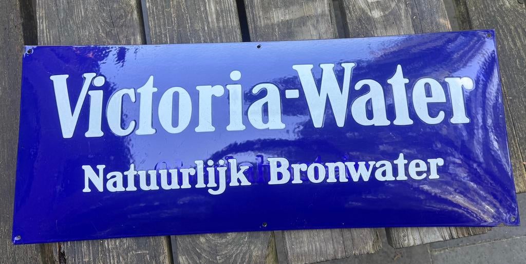 Emaille bord Victoria Water, Ophalen of Verzenden, Gebruikt, Reclamebord
