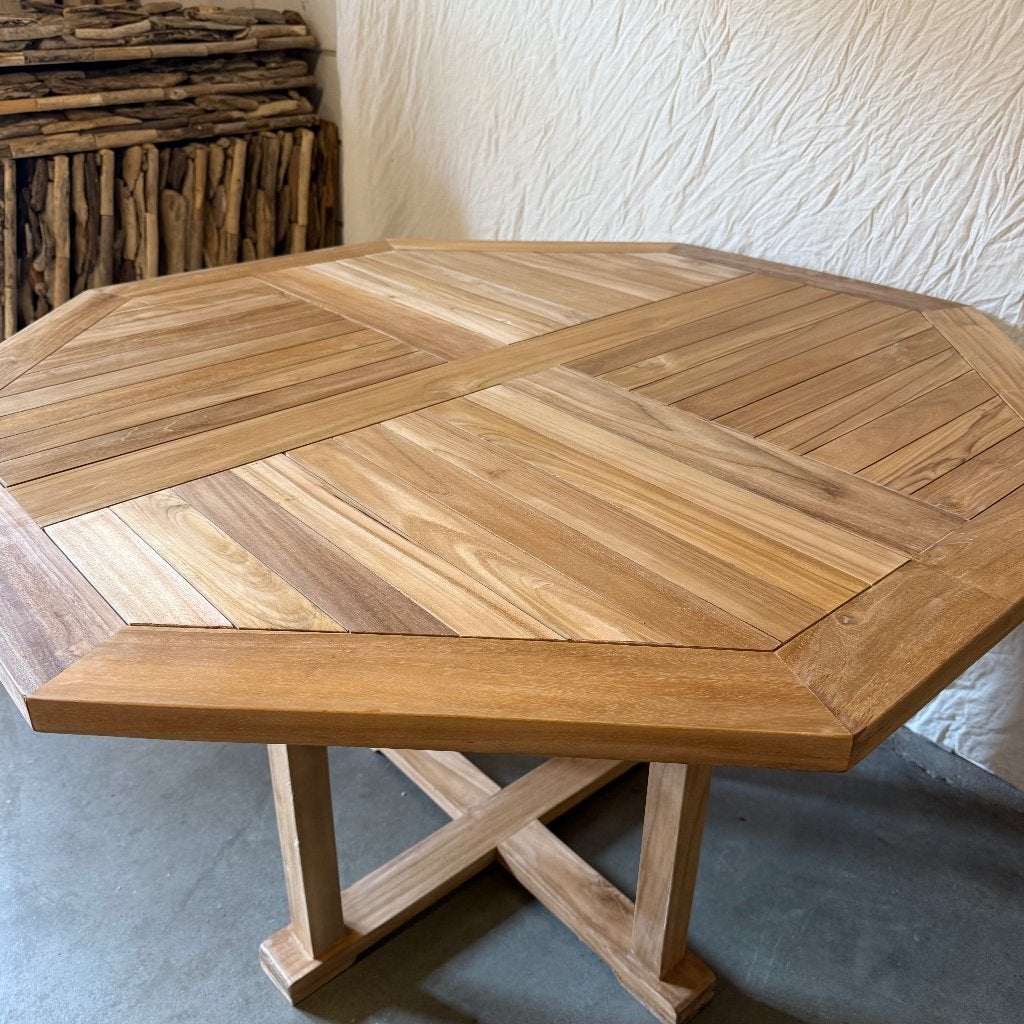 ronde tuintafel - massief teak - 120 cm - Gratis bezorgd, TTM Wonen, Meubels – (Perzische) Tapijten en Woonaccessoires, Taag 63, 2491 CS, Den Haag (Forepark)