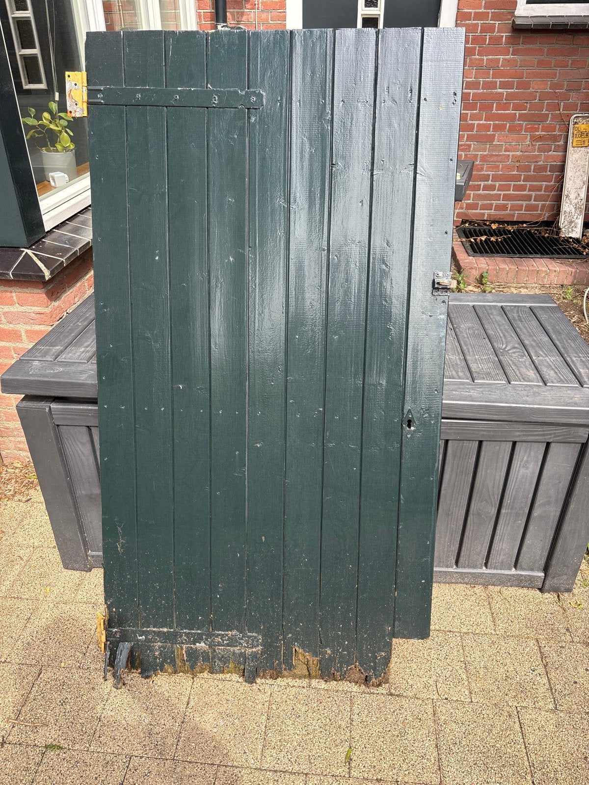 Houten deur, groen geverfd, 150x80 cm, Ophalen, Gebruikt, 80 tot 100 cm, Overige typen