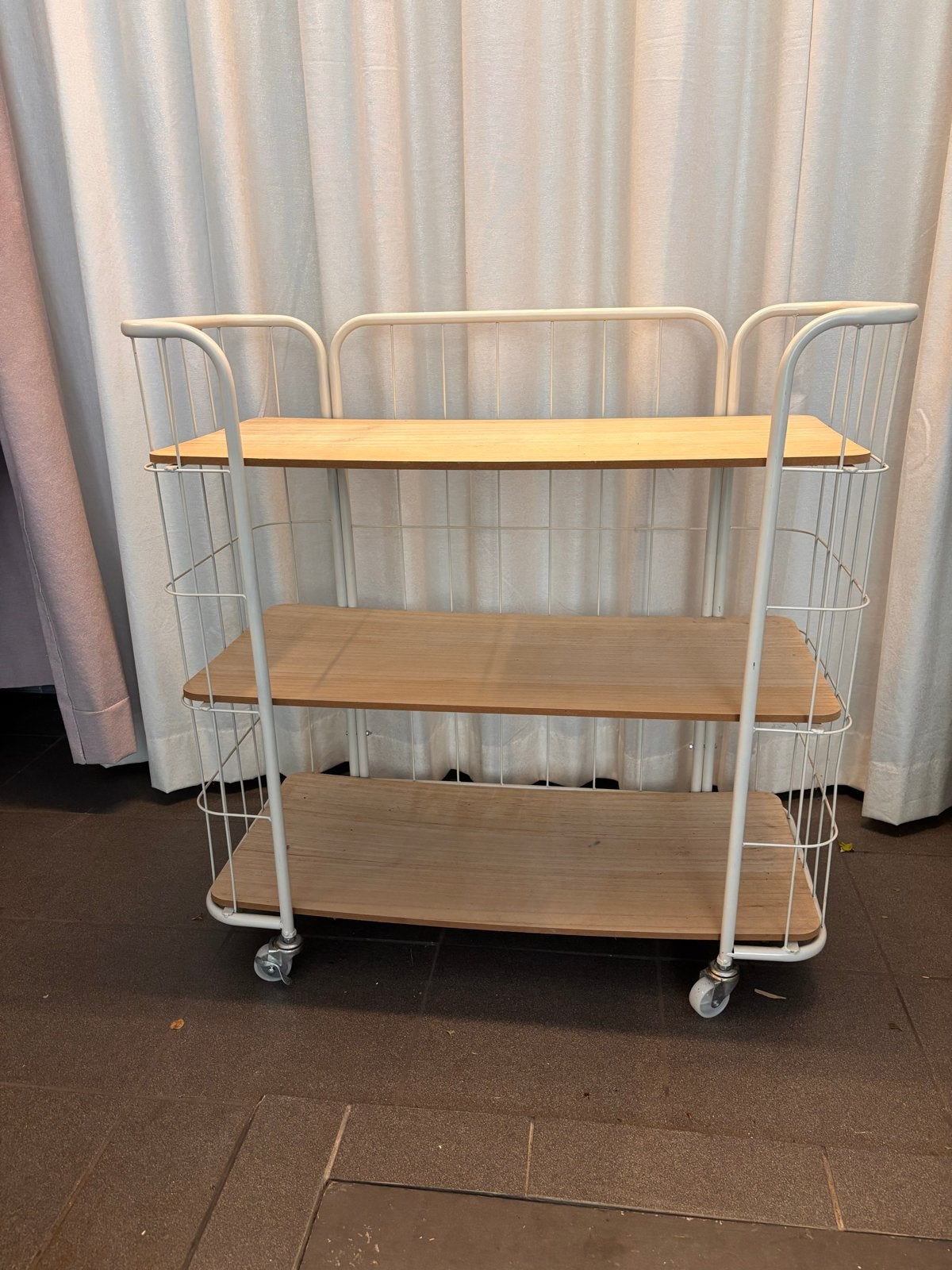 Broodkastje / Serveerwagen met 3 planken en wielen, Huis en Inrichting, Ophalen, Gebruikt