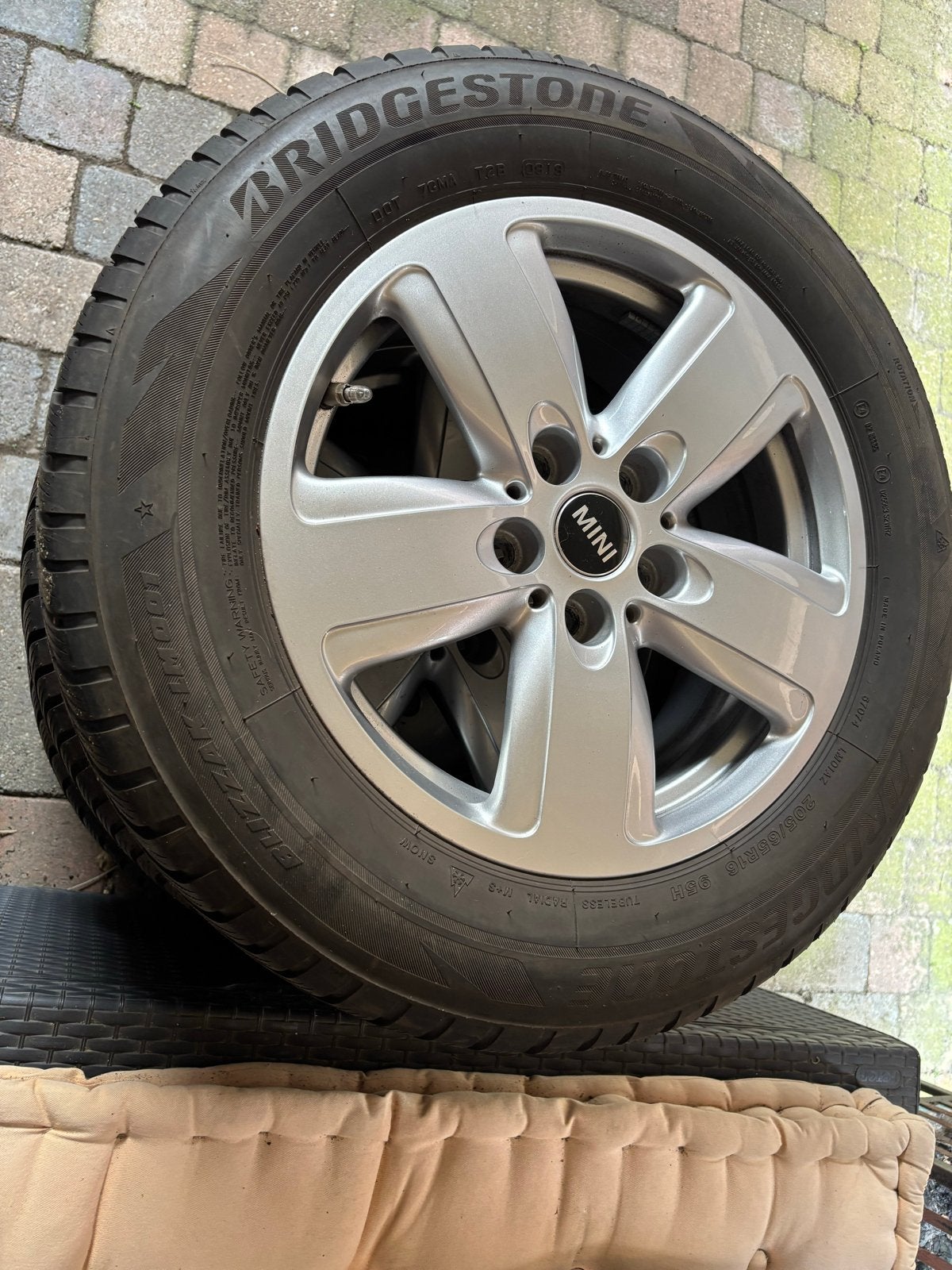 4 Mini banden met velgen - Bridgestone Blizzak, Gebruikt, 16 inch, Banden en Velgen, Personenwagen