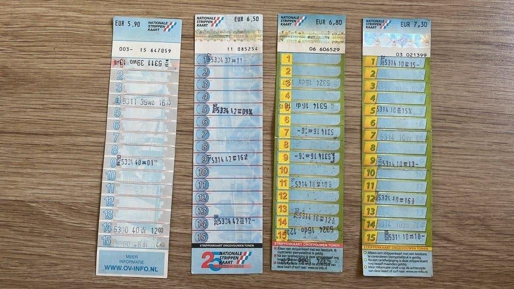 Nationale strippenkaart blauw (EUR) 4x, Verzamelen, Spoorwegen en Tramwegen, Ophalen, Gebruikt, Bus of Metro, Overige typen