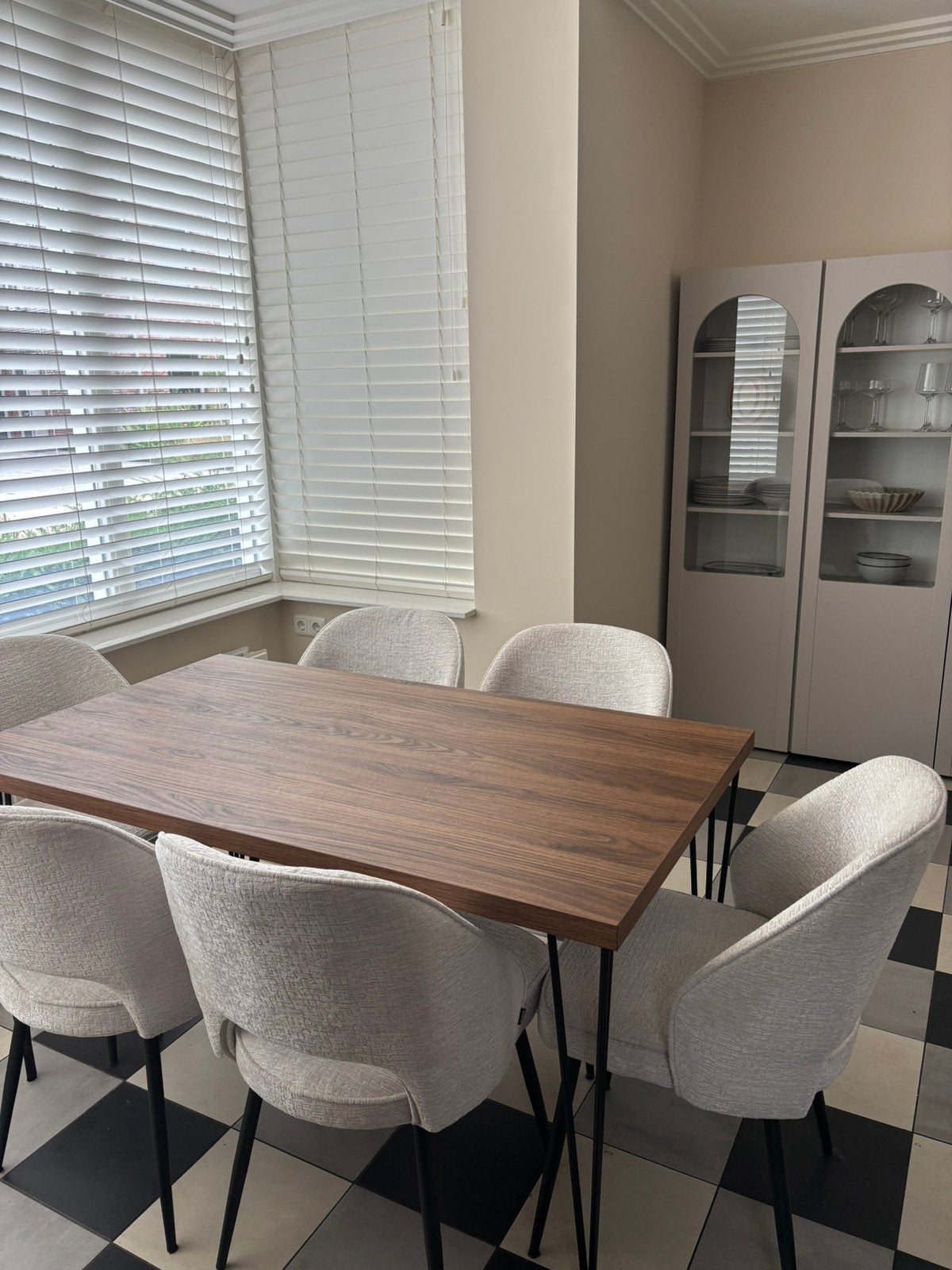 Eettafel Japandi Walnootlook 140 x 80 cm als nieuw, Ophalen, 100 tot 150 cm, 50 tot 100 cm, Zo goed als nieuw