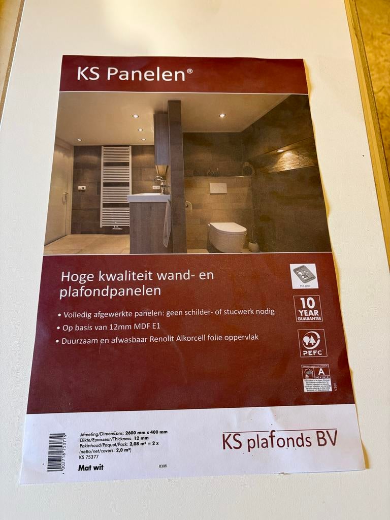 KS Panelen wand- en plafondpanelen 2600x400 mm wit, Doe-het-zelf en Verbouw, Platen en Panelen, Nieuw, Hout, Minder dan 20 mm