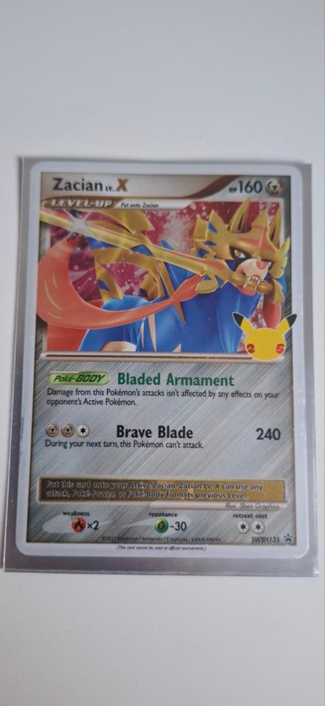 Zacian LV.X SWSH133 Pokémon Celebrations Kaart, Ophalen of Verzenden, Zo goed als nieuw, Losse kaart