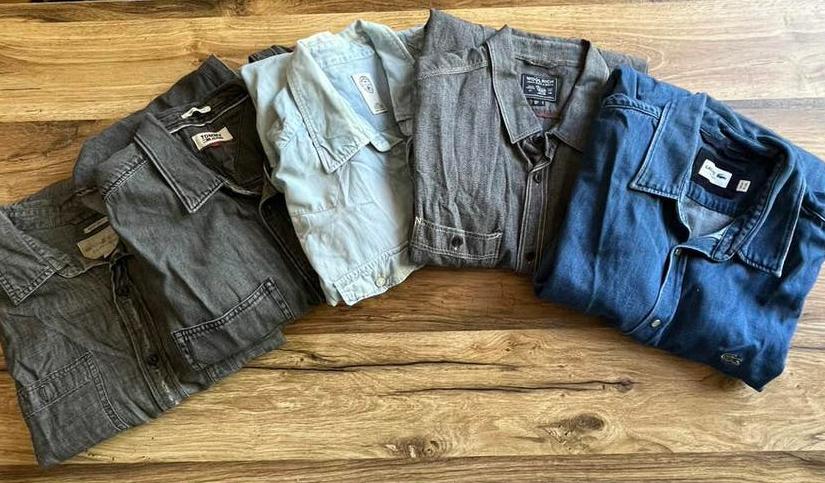5 overhemden heren L (tommy h Ralph L Mason Lacoste Woolrich, Kleding | Heren, Overhemden, Ophalen of Verzenden, Zo goed als nieuw
