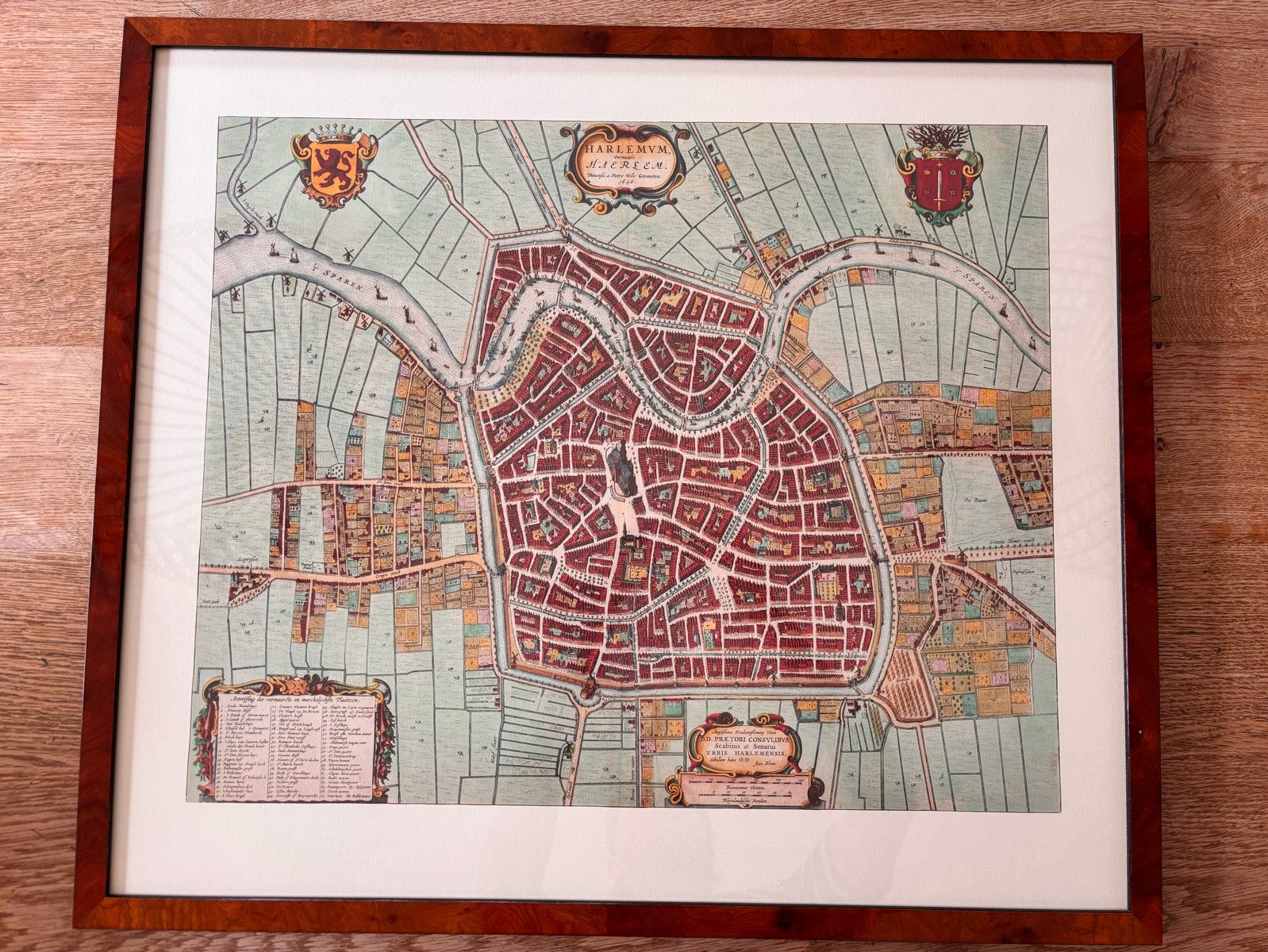 Antieke Kaart Haarlem, ingelijst, ca. 1646, Voor 1800, Ophalen of Verzenden, Nederland, Landkaart