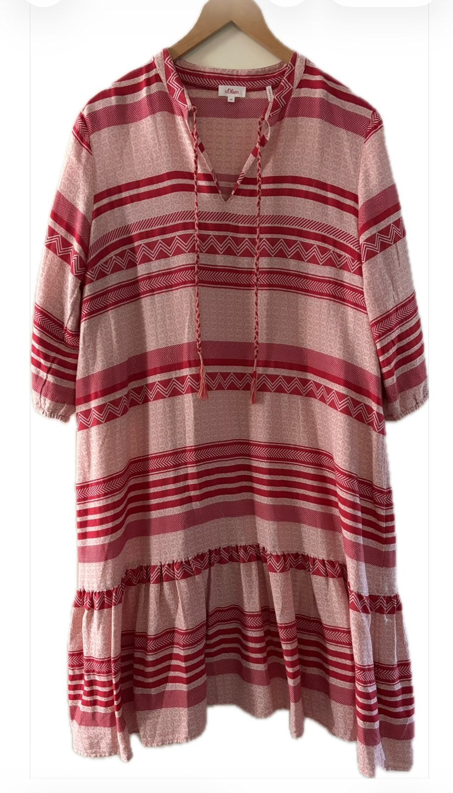 s.Oliver rood roze katoenen jurk, maat 44, Kleding | Dames, Jurken, Maat 42/44 (L), Ophalen of Verzenden, Zo goed als nieuw, Rood