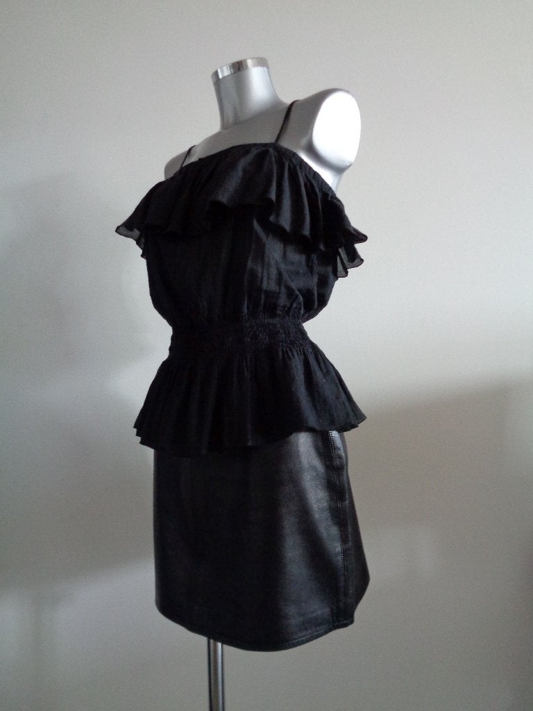 Pragues lamsleren rok, maat medium, zwart, 100% leer, Zwart, Ophalen of Verzenden, Zo goed als nieuw, Maat 36 (S)