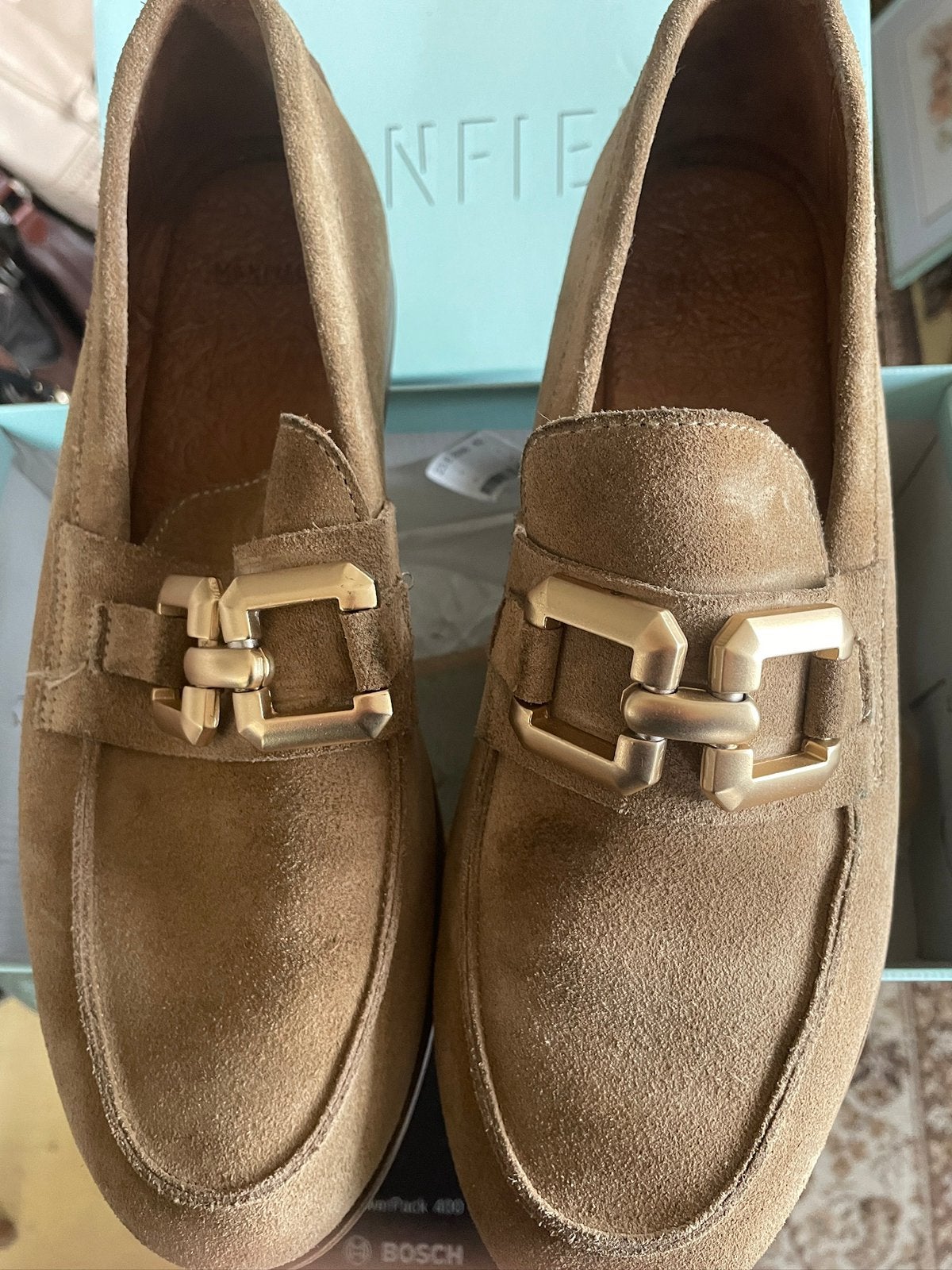Manfield z.g.a.n. leren beige instappers loafers maat 42, Ophalen of Verzenden, Zo goed als nieuw