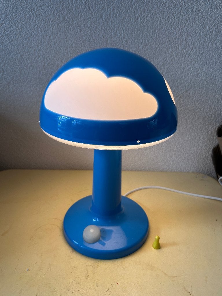 Blauwe vintage IKEA Skojig wolkjeslamp tafellamp, Huis en Inrichting, Blauw, Kunststof, Vintage, Kinderlamp