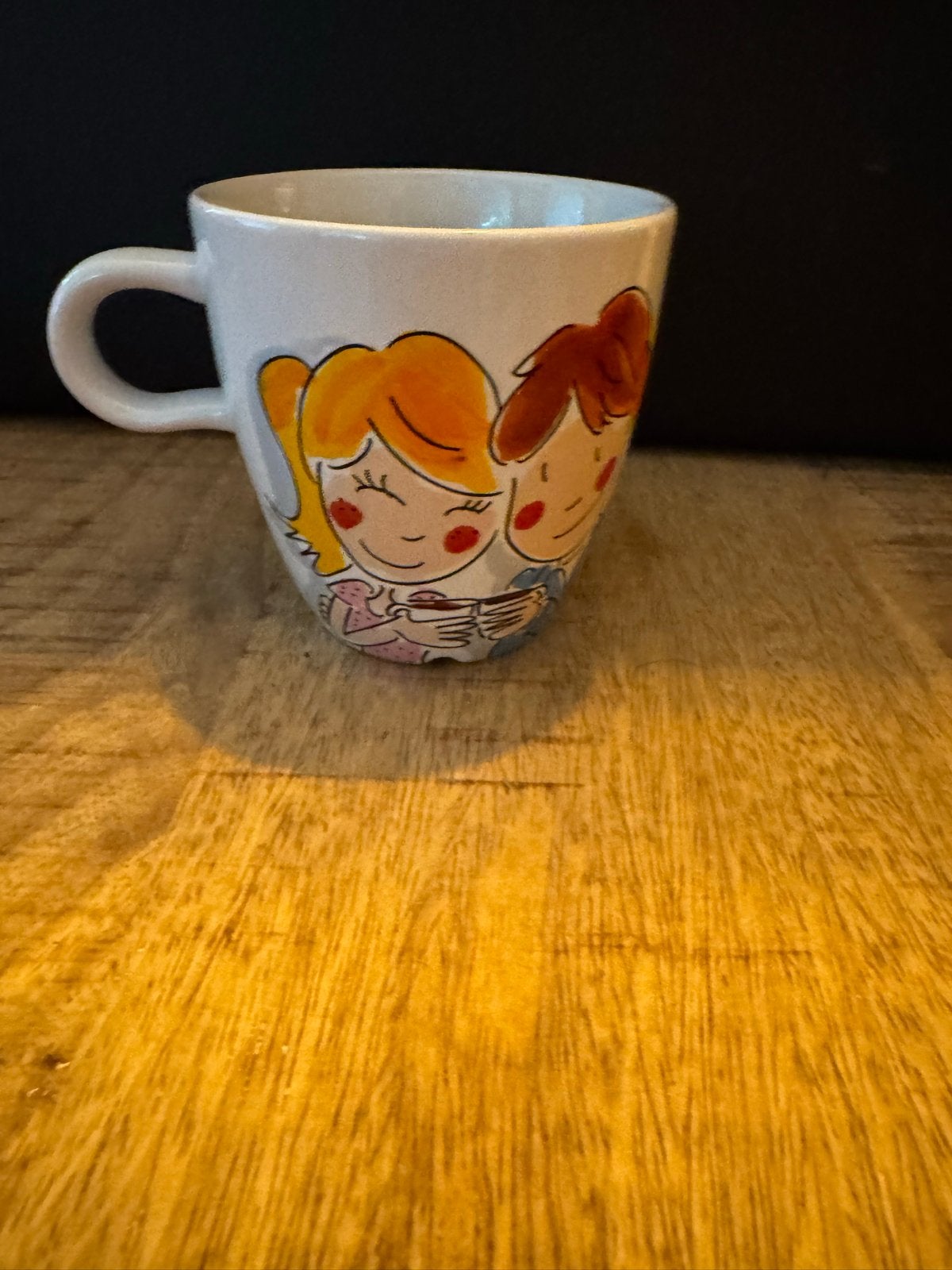 Leuke Douwe Egberts mok met vrolijke opdruk blond amsterdam, Huis en Inrichting, Ophalen, Steen/keramiek, Meerkleurig, Overige merken