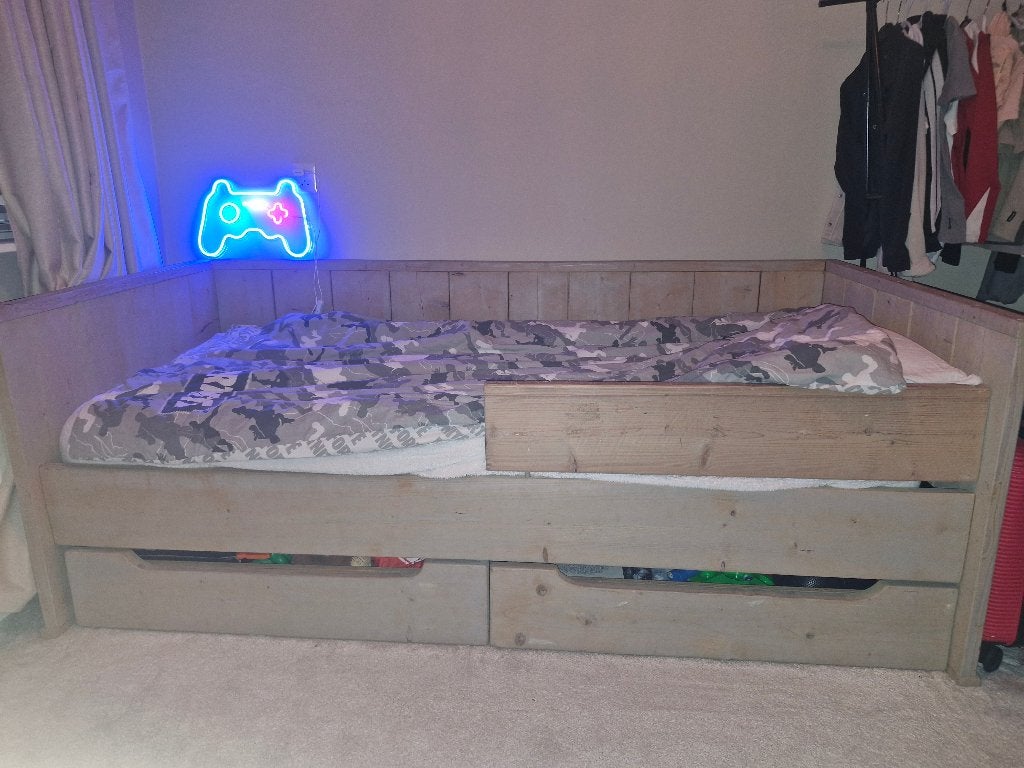 Bed+kast, Huis en Inrichting, Slaapkamer | Bedden, Ophalen, Eenpersoons, Hout, 100 cm