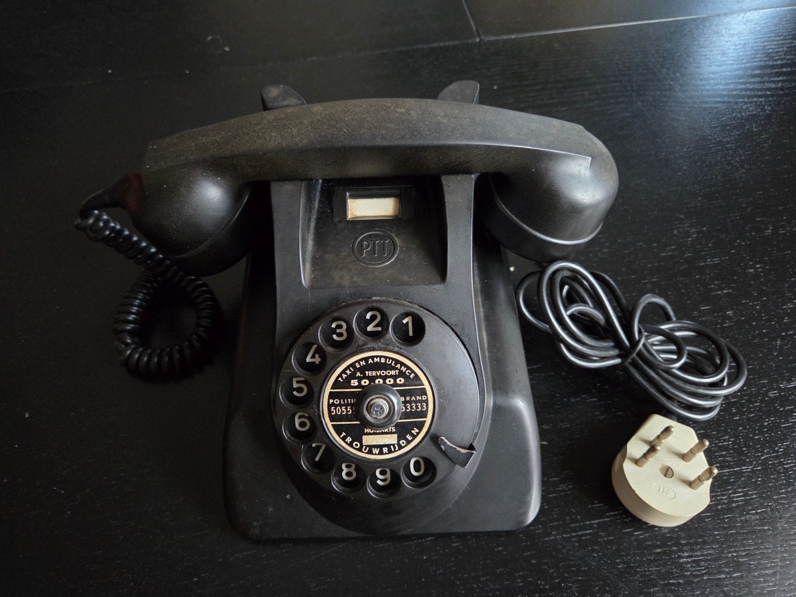 Heemaf Telefoon bakeliet met draaischijf 1958, Ophalen, Zo goed als nieuw, Bakeliet
