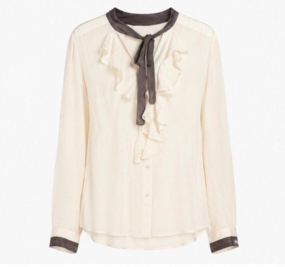 REPEAT Blouse met ruches en strikdetail - Maat 36, Ophalen of Verzenden, Zo goed als nieuw, Maat 36 (S), Wit