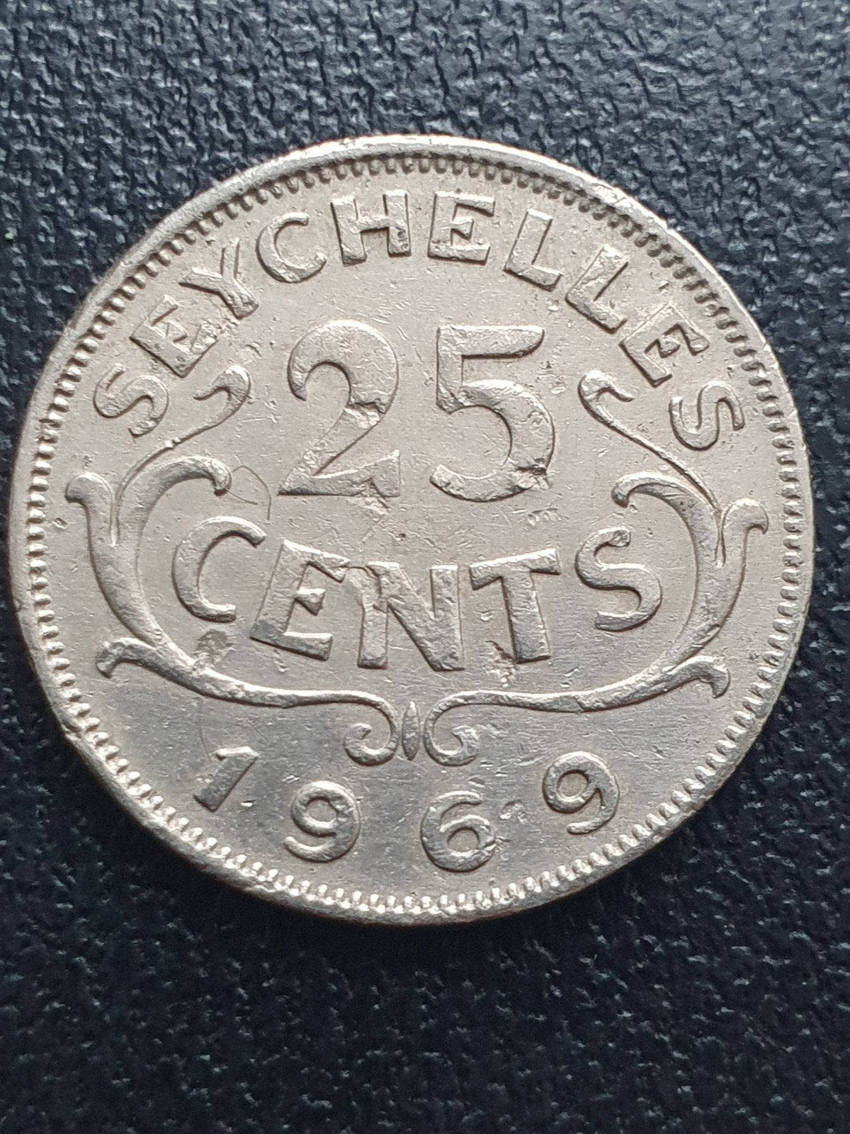 25 cent munt uit 1969 Seychellen., Ophalen of Verzenden, Midden-Amerika, Losse munt