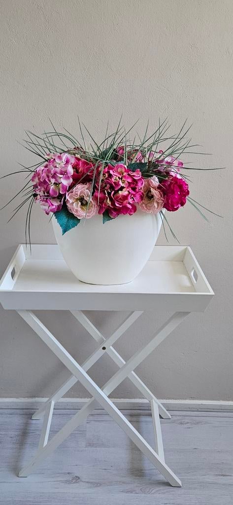 Prachtig kunstbloemen boeket in bloempot, Huis en Inrichting, Binnen, Ophalen of Verzenden, Boeket, Meerkleurig