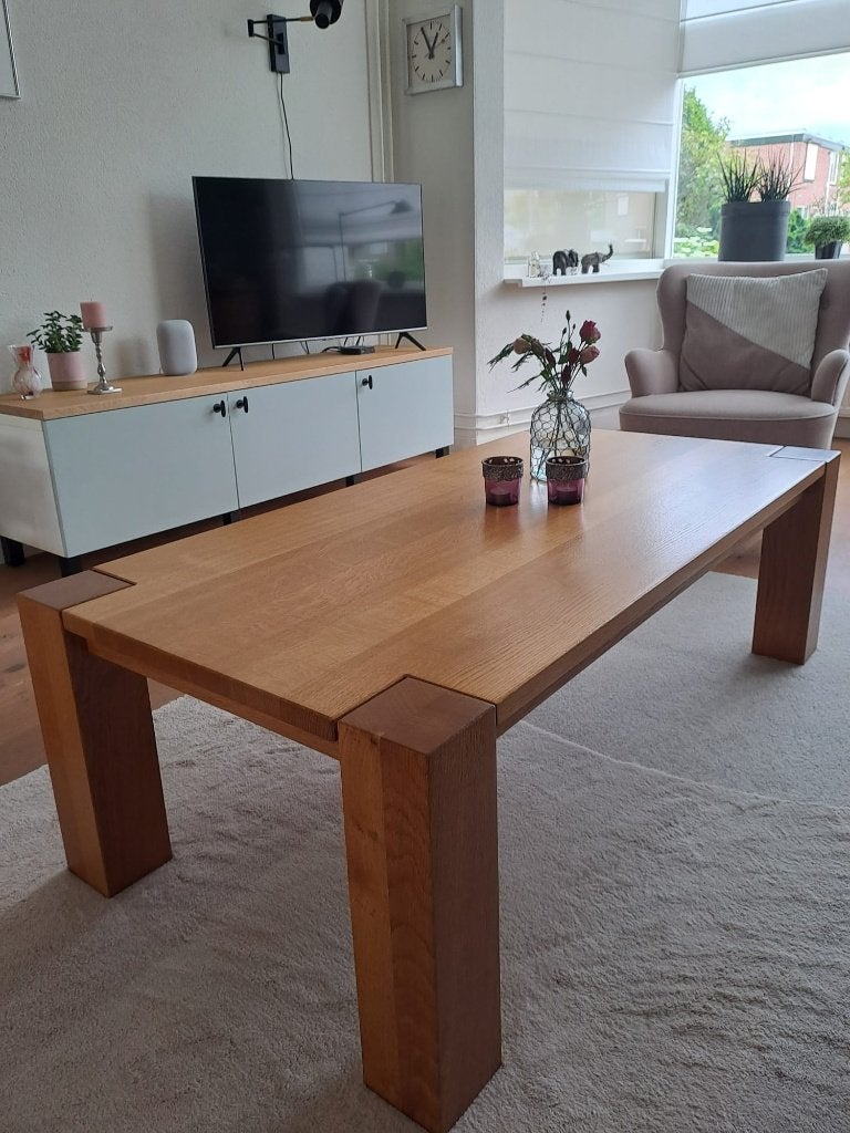 Eiken Salon tafel, Ophalen, Gebruikt, 100 tot 150 cm, Eikenhout
