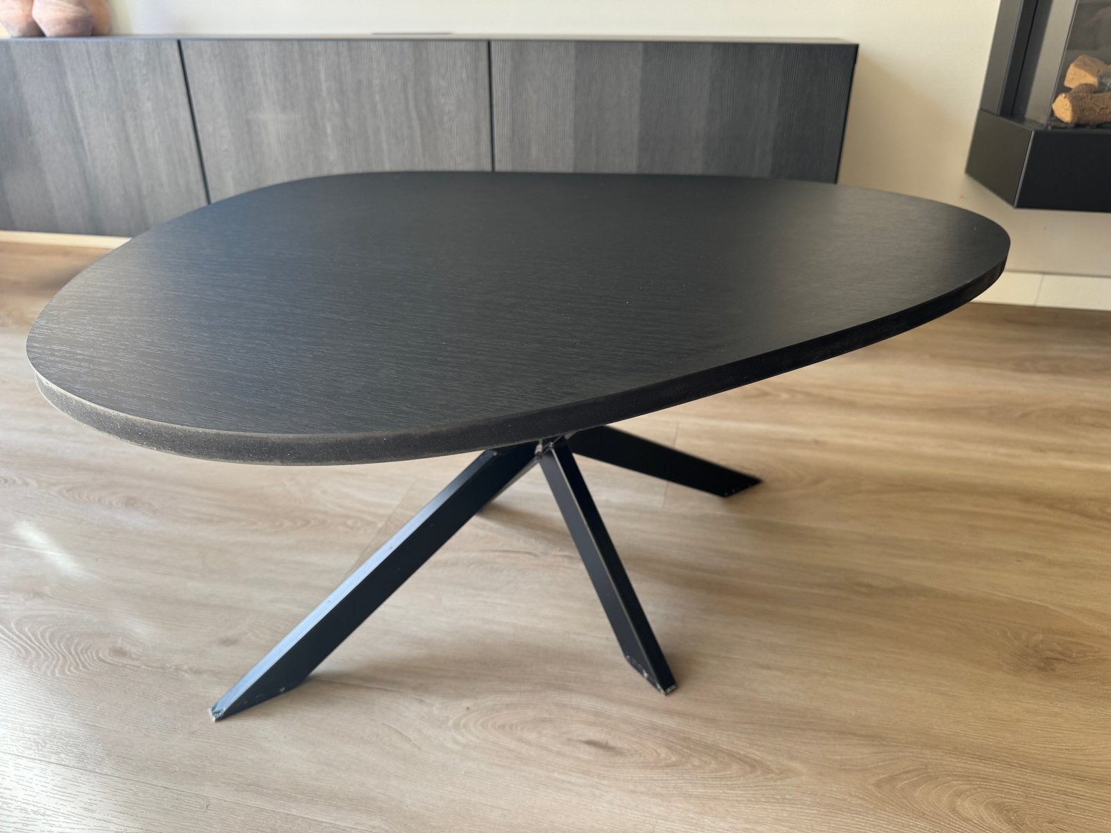 Kas20 salontafel met unieke vorm metalen onderstel, Ophalen, Minder dan 45 cm, Gebruikt, 75 cm of meer