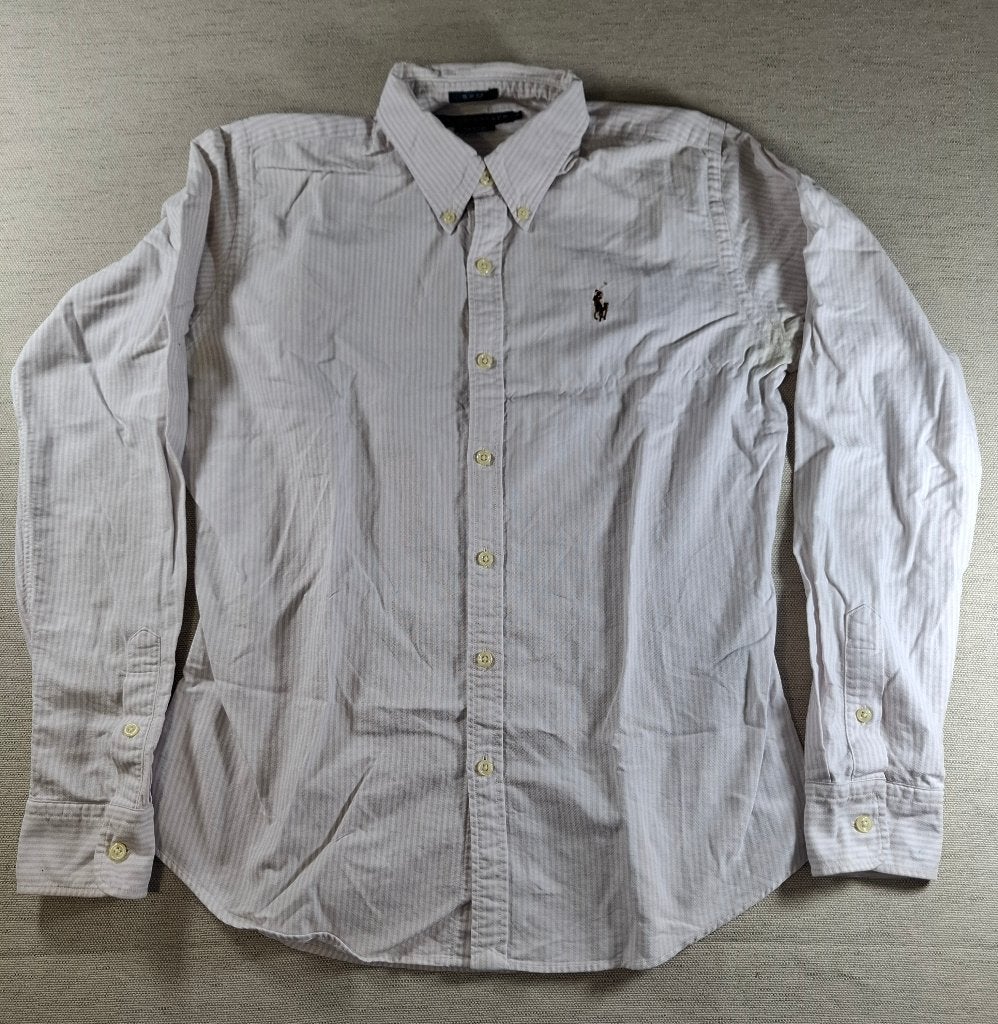 Polo Ralph Lauren overhemd Lila/Wit Streep, maat Dames US 8, Polo Ralph Lauren, Verzenden, Wit, Zo goed als nieuw