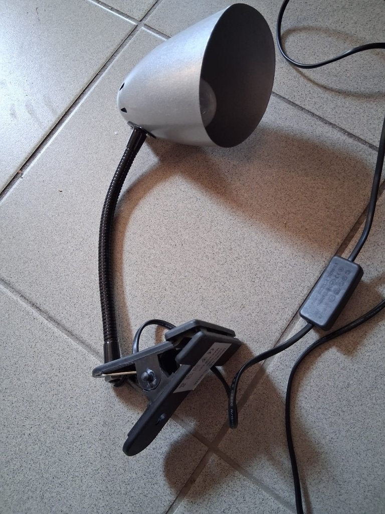 Flexibele Klemlamp - Zilver/Zwart - Ideaal voor bureau/bed, Gebruikt, Overige lichtkleuren, Overige typen, Met schakelaar