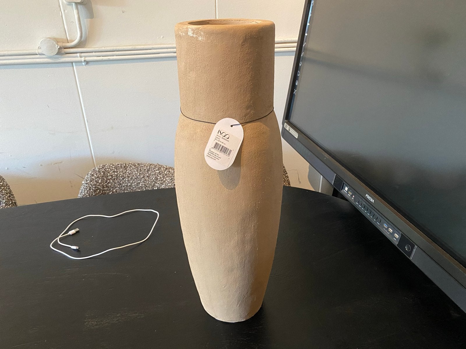Nieuwe beige Amphora vaas - 60 cm hoog, Ophalen, Nieuw, Beige