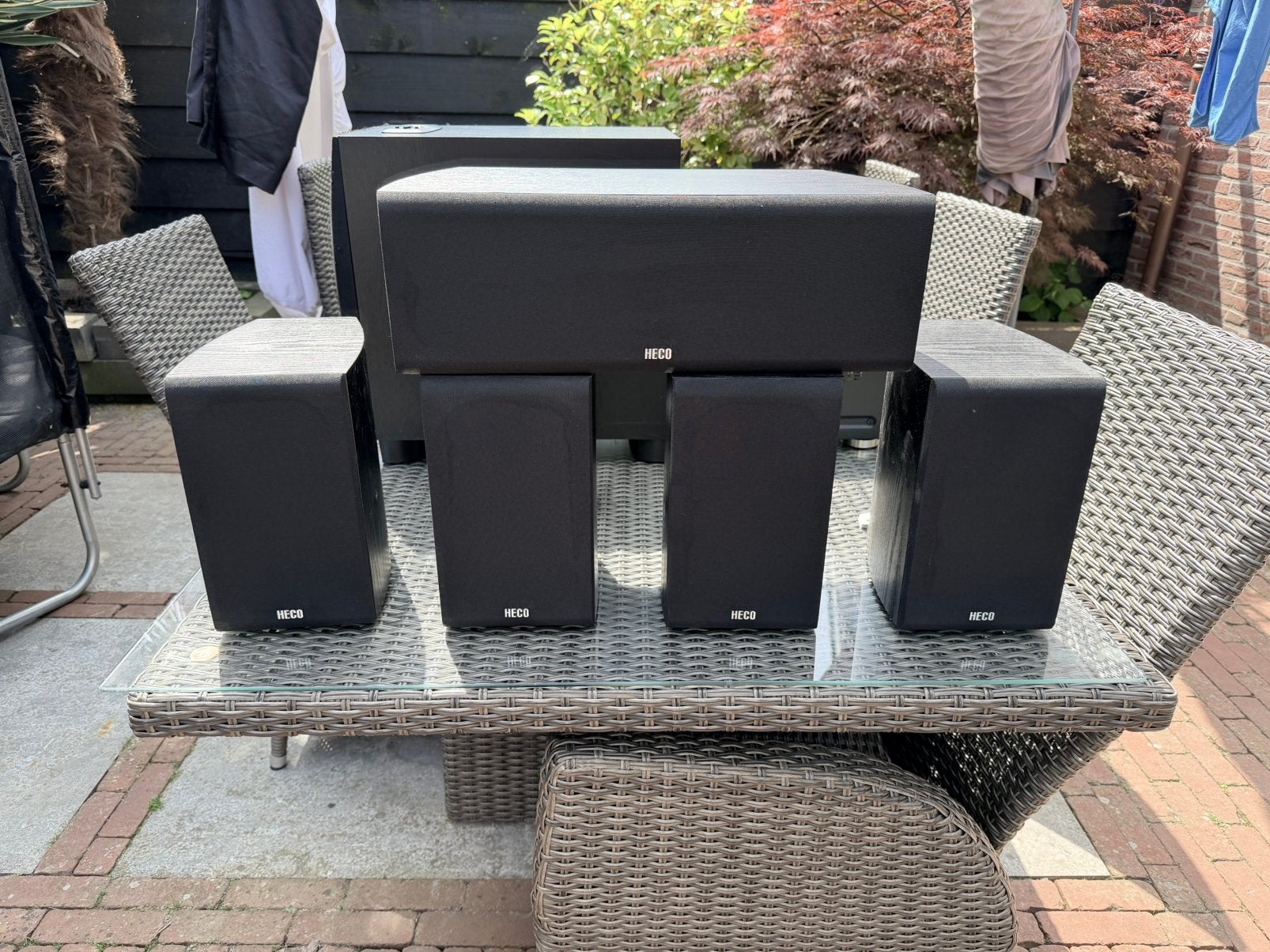 Heco/Pioneer/Klipsch 7.1 thuisbioscoop, Subwoofer, Zo goed als nieuw, 120 watt of meer, Ophalen