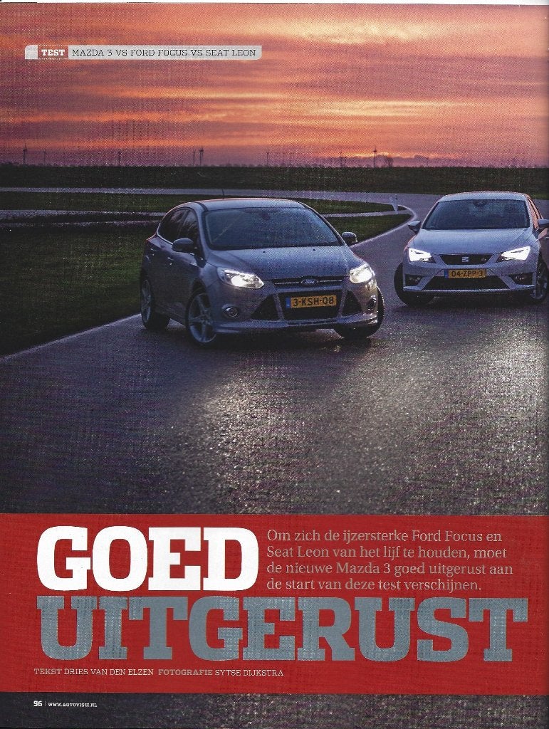 Autovisie test Ford Focus,Mazda 3,Seat Leon 2014, Ophalen of Verzenden, Gelezen, Algemeen