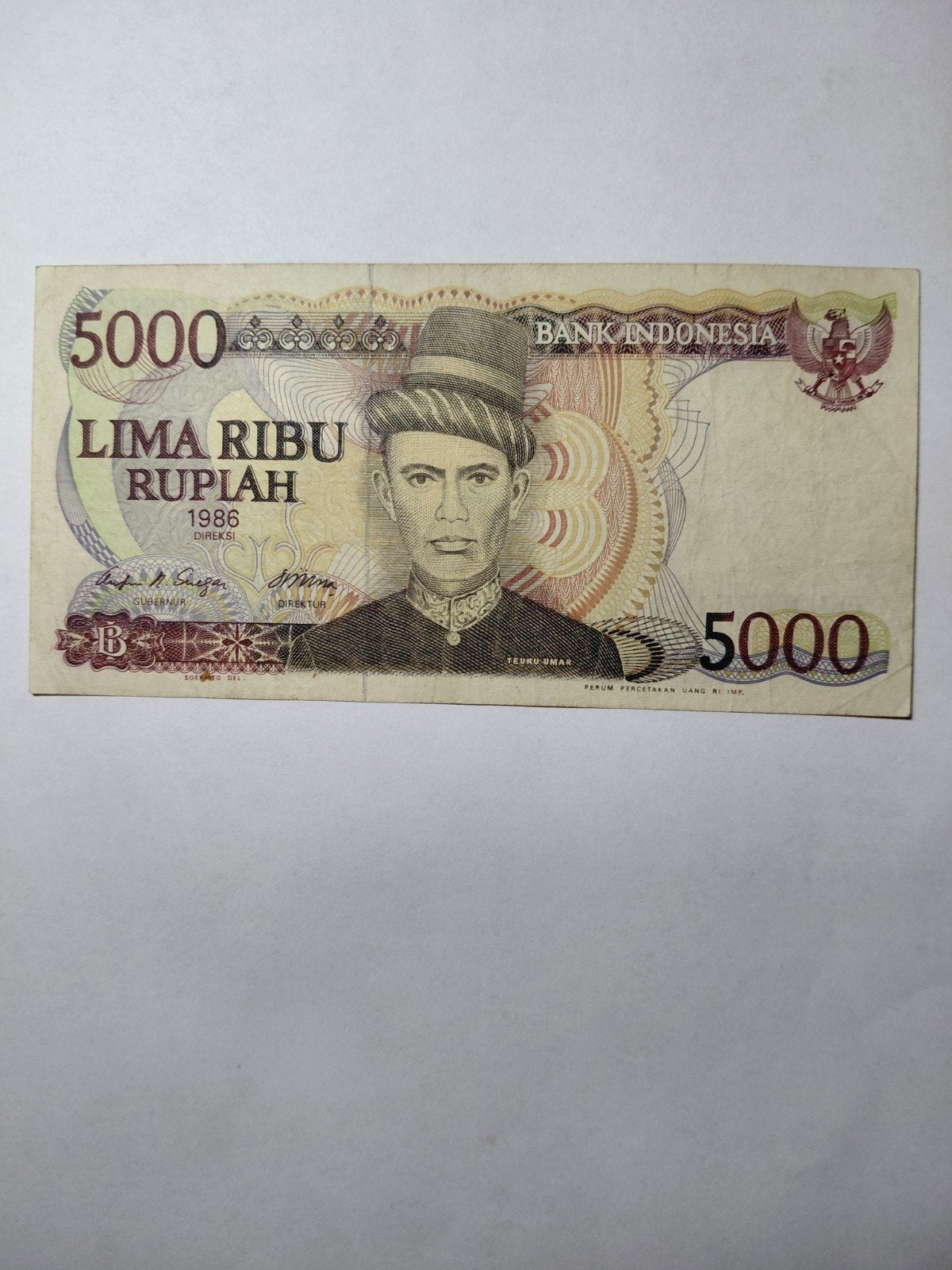 Indonesië 5000 rupiah 1986, Ophalen of Verzenden, Zuidoost-Azië