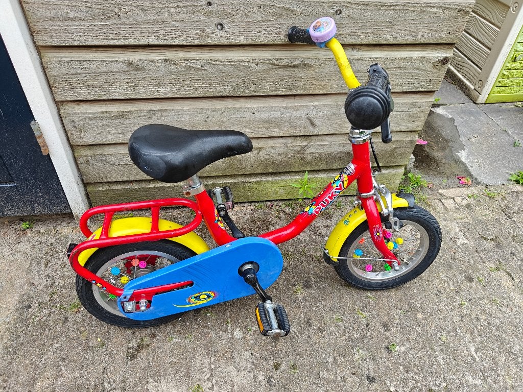 Puky kinderfiets - rood/geel - 12 inch, Ophalen, Gebruikt, Velgrem, Puky
