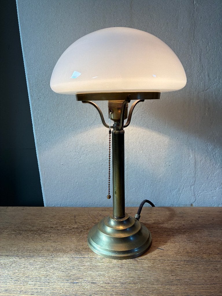 Berlijnse tafellamp messing Art Nouveau  - paddenstoellamp, Ophalen, Overige merken, Paddenstoellamp, 39 cm