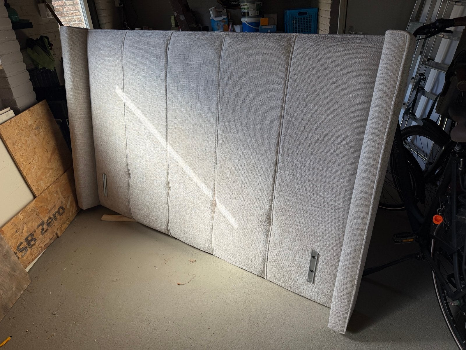 Mérens Hoofdbord / Kopschot 160/180cm bed - 205x125cm, Ophalen, Beige, Tweepersoons, Zo goed als nieuw