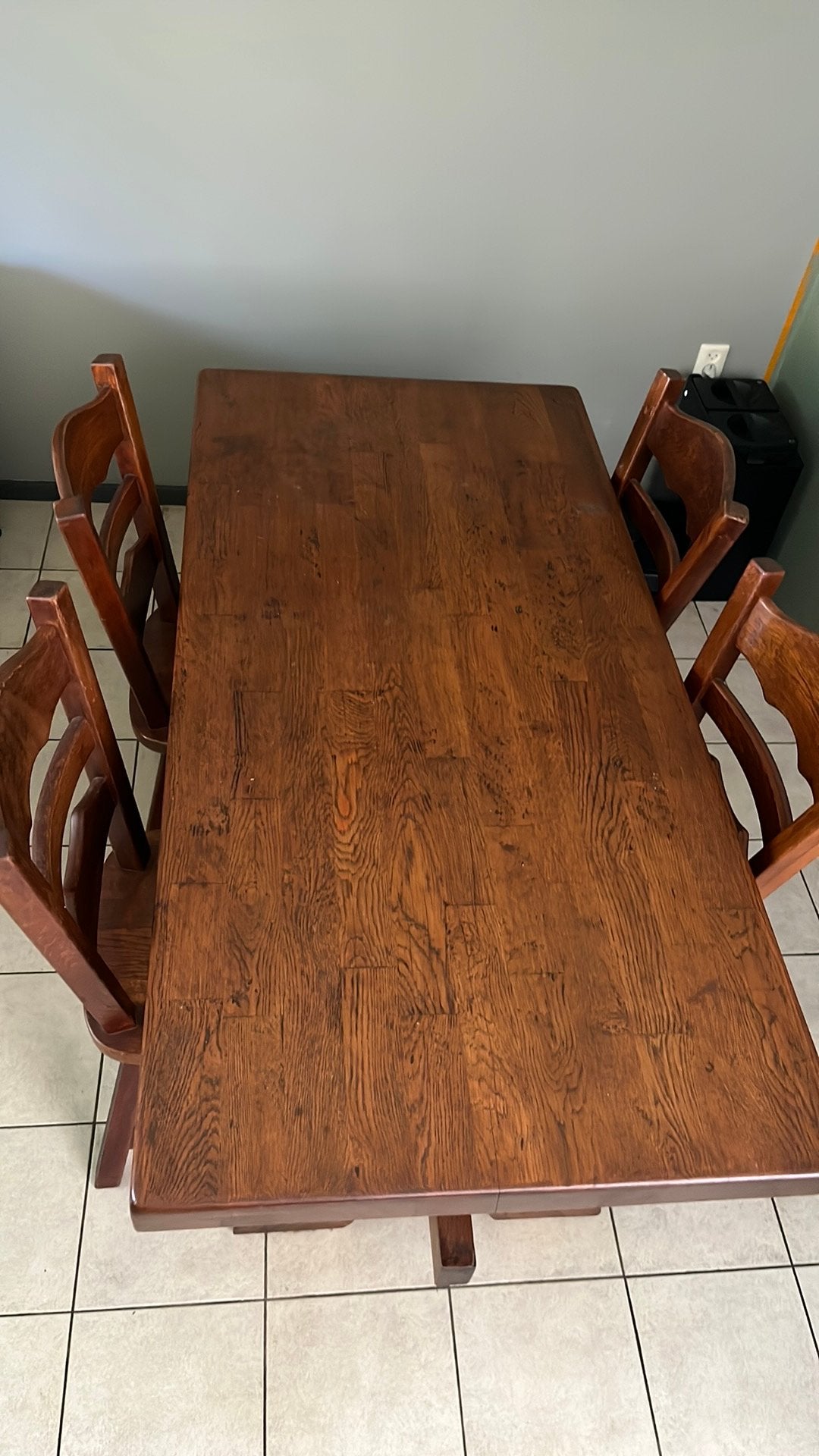 oude eikenhouten eettafel, Huis en Inrichting, Complete eetkamers, Zo goed als nieuw, 4 tot 6 stoelen, Ophalen