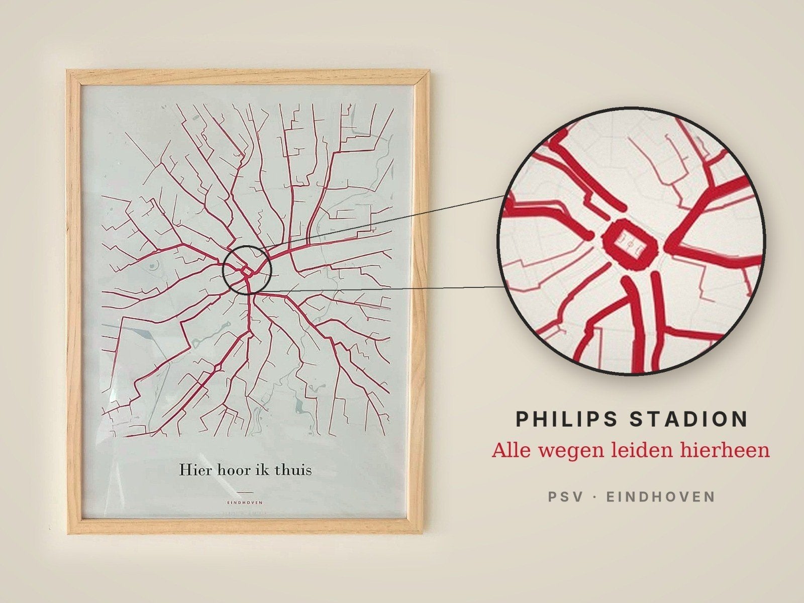 PSV poster voetbal | Eindhoven stadskaart print 30x40, Sport en Fitness, Ophalen, Nieuw, Overige typen