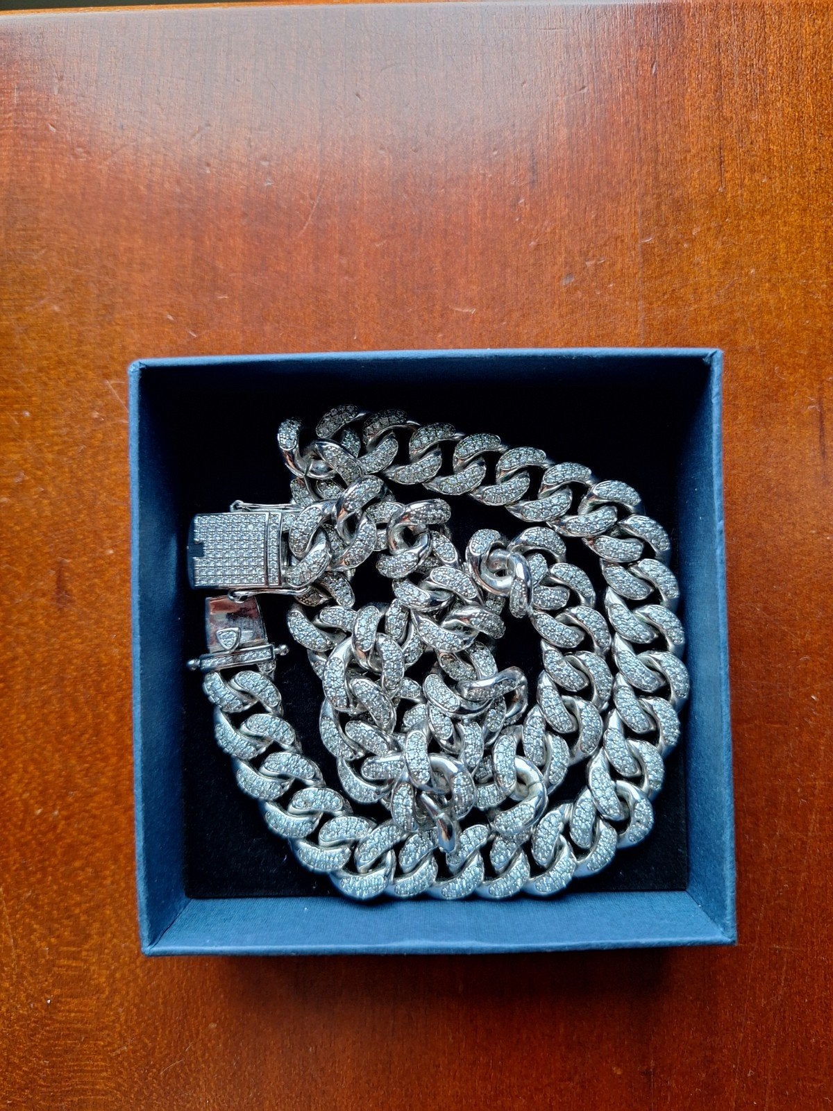 Iced out ketting, Overige materialen, Ophalen of Verzenden, Zo goed als nieuw, Zilver