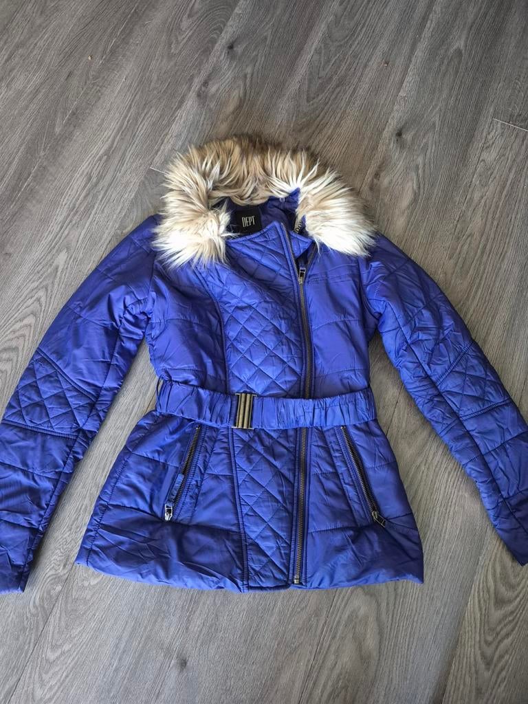 Winterjas Donkerblauw met Bontkraag Maat S Merk Dept, Blauw, Ophalen of Verzenden, Zo goed als nieuw, Maat 36 (S)
