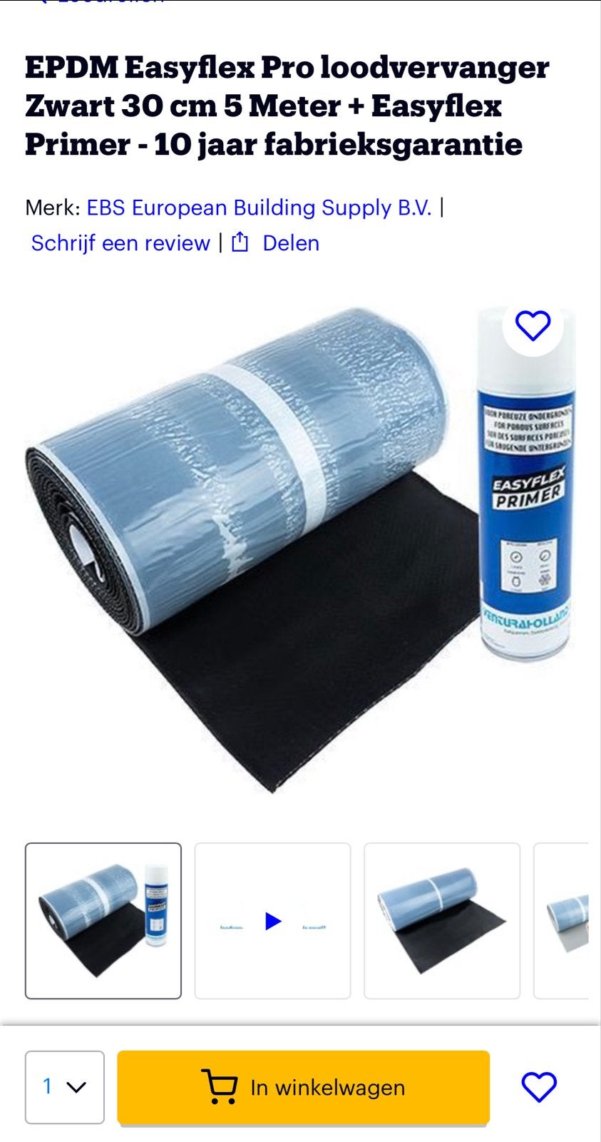 EPDM Easyflex Pro loodvervanger Zwart 30 cm 5 Meter, Kunststof, Zwart, Overige typen, Nieuw