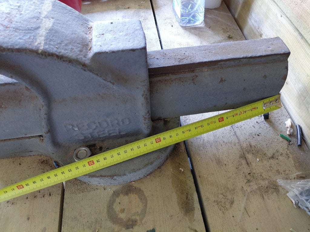 Degelijke vintage Record Steel bankschroef, Doe-het-zelf en Verbouw, Werkbanken, Ophalen, Gebruikt, 120 tot 170 cm, Bankschroef