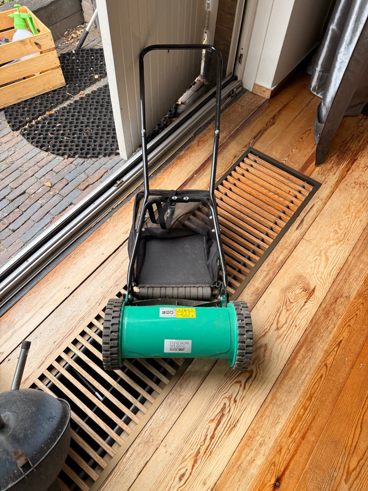 Best Budgetbuy Handgrasmaaier met Opvangzak, Tuin en Terras, Ophalen, Gebruikt, Handgrasmaaier, Opvangzak