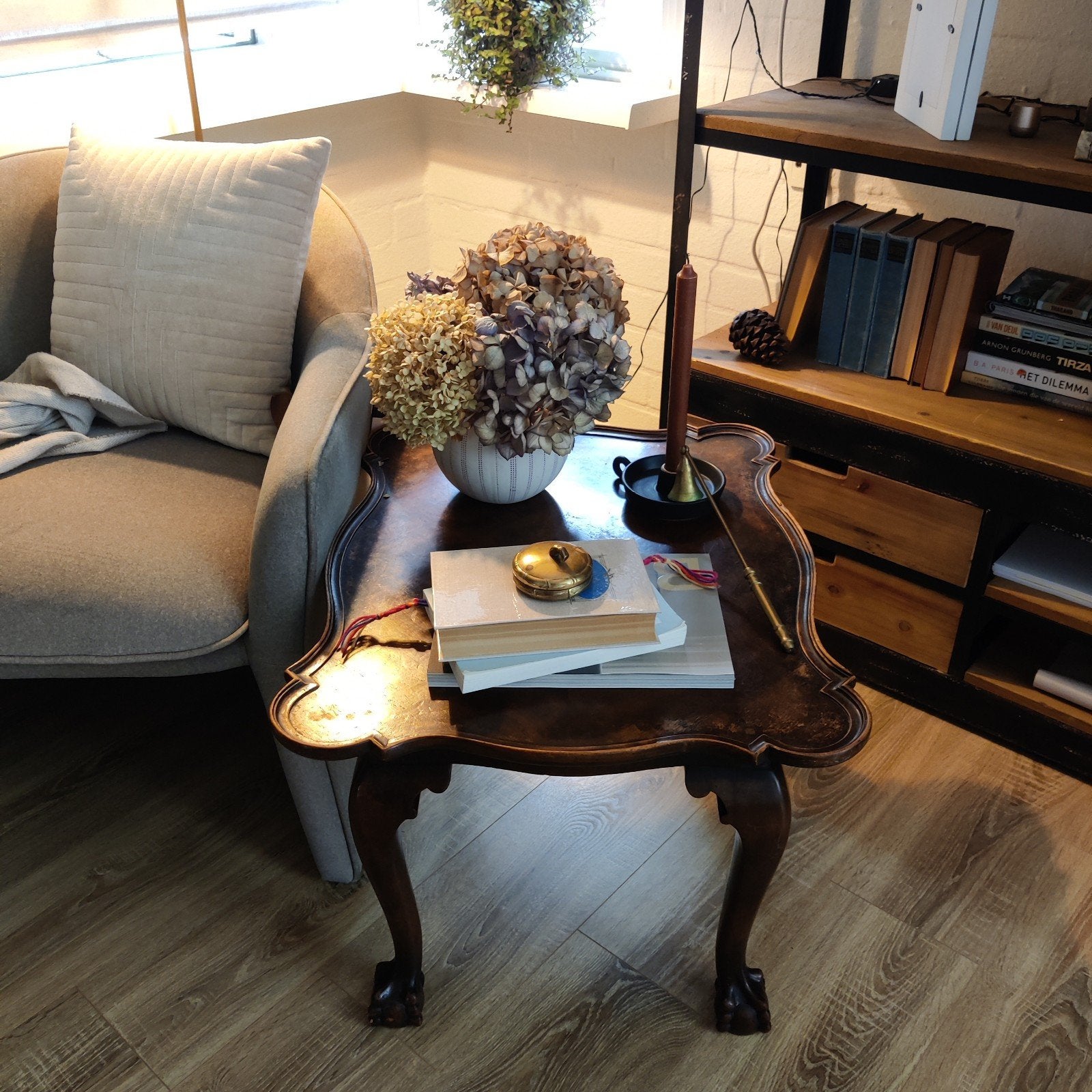 Klassieke houten salontafel / bijzettafel – Queen Anne Stijl, Ophalen