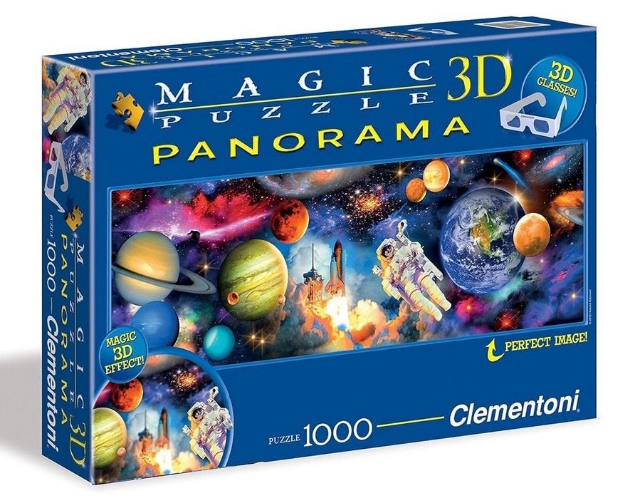 ZGAN puzzel 1000 3D bril Planet Panorama Ruimte 100% com., Ophalen of Verzenden, 500 t/m 1500 stukjes, Zo goed als nieuw, Legpuzzel