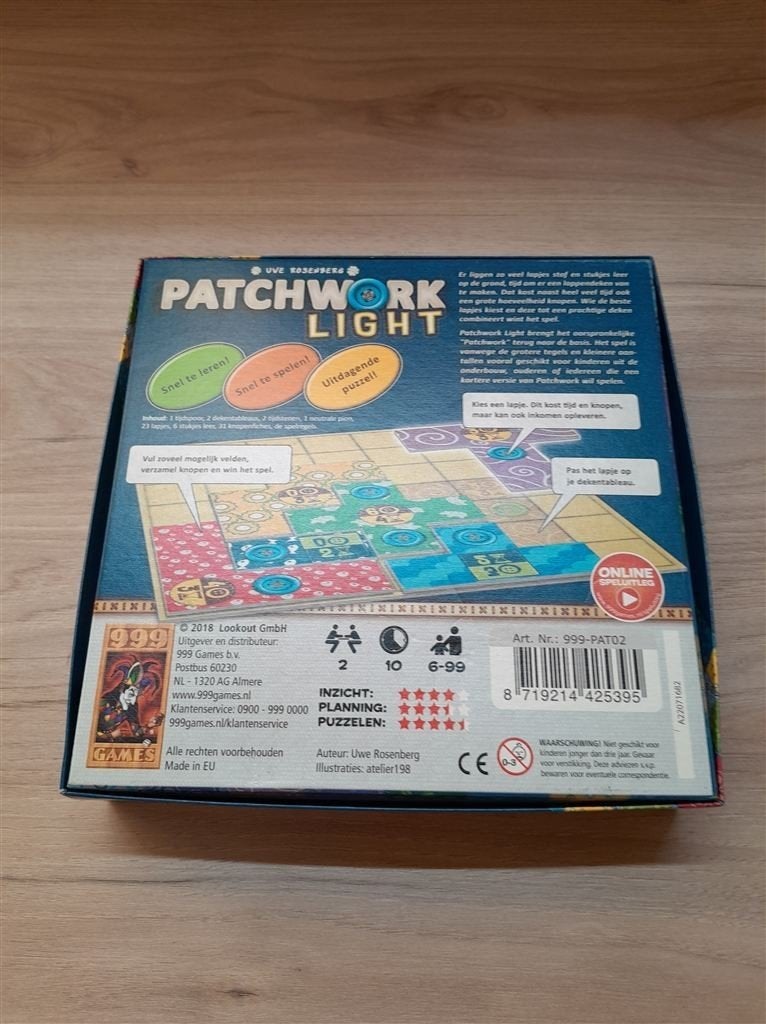 Patchwork Light - 999 games - s3796, Verzenden, Zo goed als nieuw