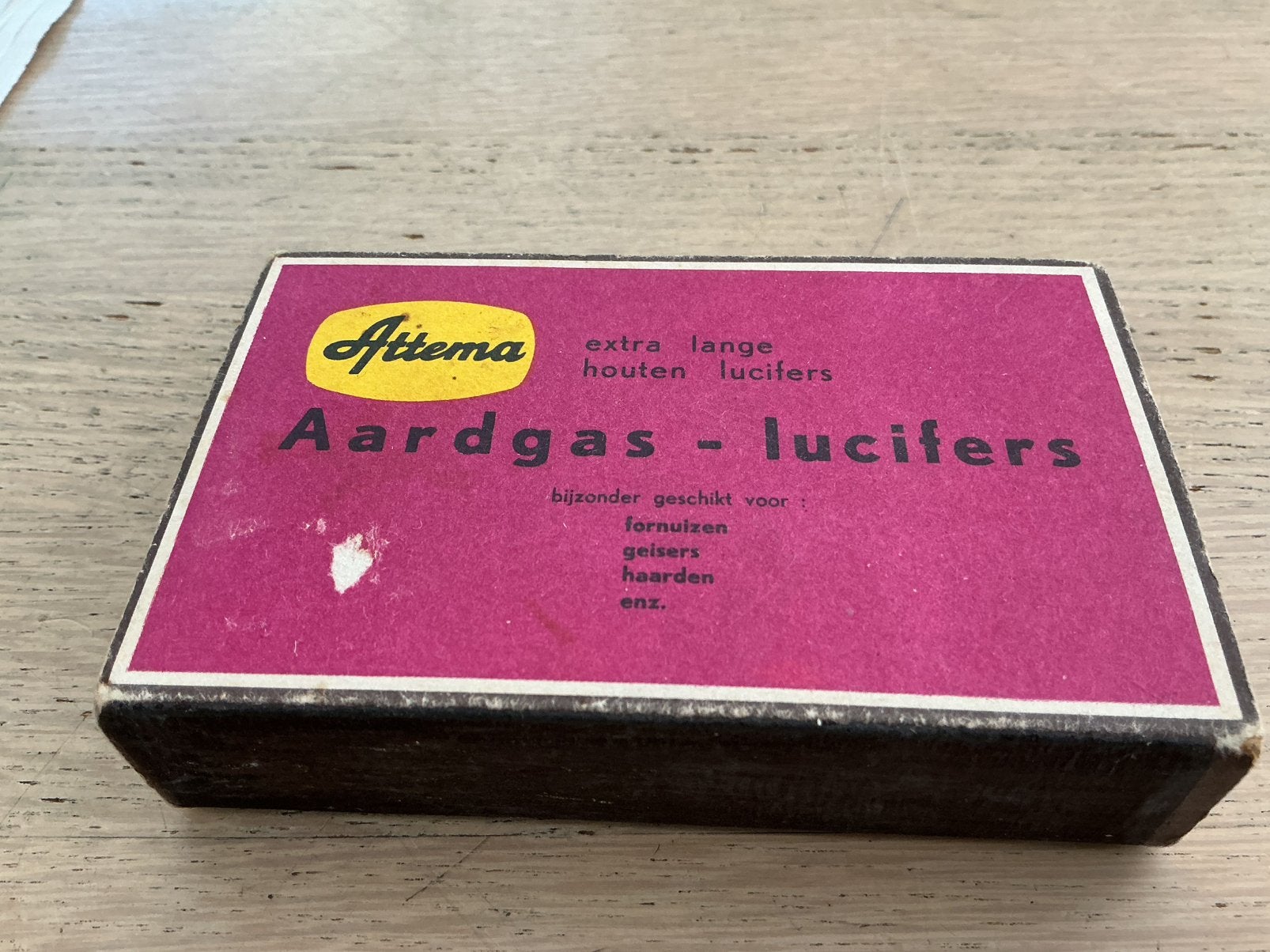 Vintage doos lucifers Attema aardgas lucifers., Ophalen of Verzenden, Zo goed als nieuw, Overige typen