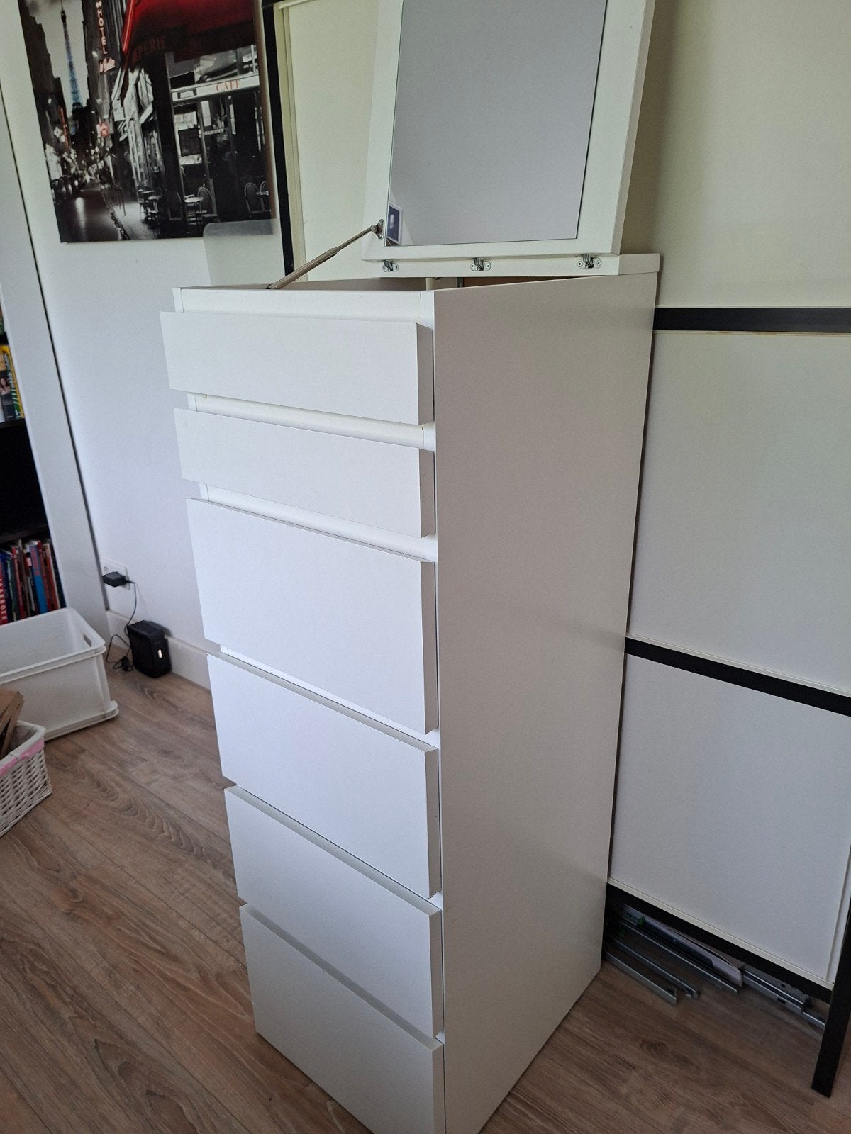 IKEA MALM ladekast met spiegel en 6 lades, 5 laden of meer, Ophalen, Gebruikt, 25 tot 50 cm
