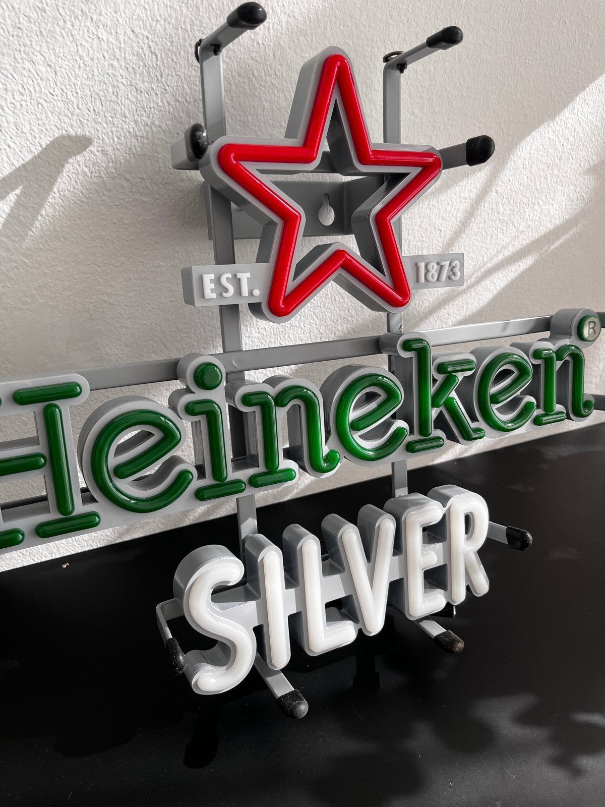 Heineken Silver LED Reclamebord Lichtreclame Nieuw in Doos, Ophalen of Verzenden, Nieuw, Reclamebord, Plaat of Schild, Heineken