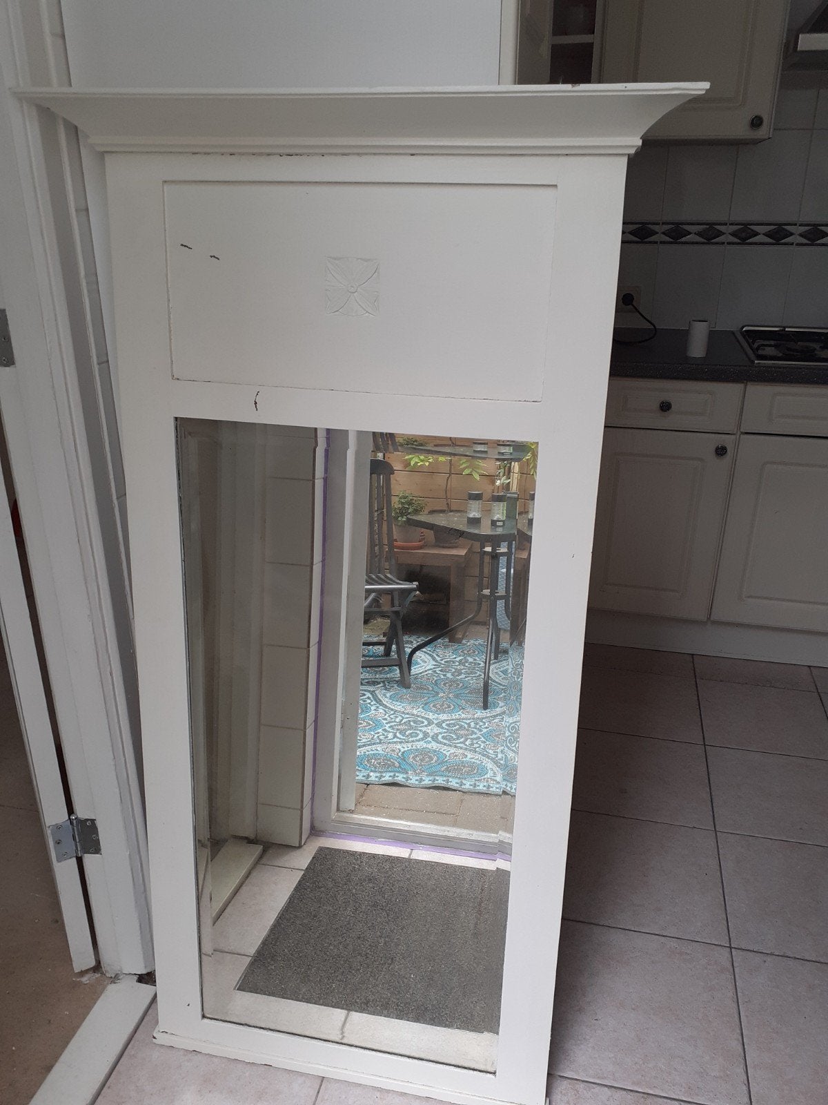 Antieke hardhouten spiegel, Ophalen, Rechthoekig, 50 tot 100 cm, 150 tot 200 cm