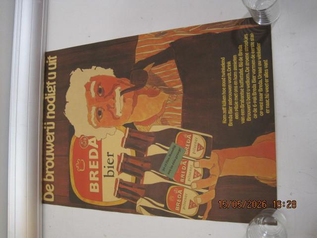 breda bier poster 35/50,5 cm met 4 gaatjes (391), Verzamelen, Biermerken, Ophalen of Verzenden, Zo goed als nieuw, Overige typen