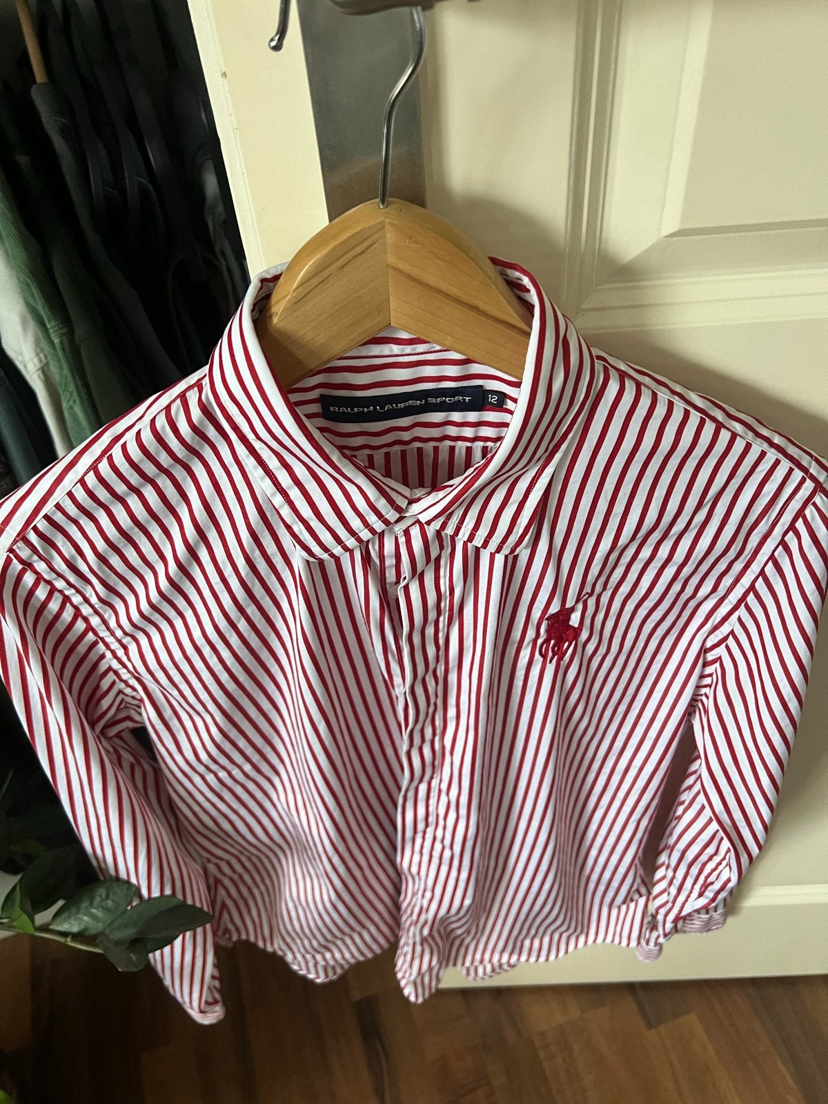 Ralph Lauren Sport Dames Blouse - Rood/Wit Gestreept - US12, Ophalen of Verzenden, Zo goed als nieuw, Maat 42/44 (L), Rood