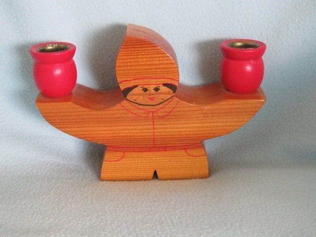 Vintage Zweedse dikke handgemaakte kerstkandelaar jultomte, Diversen, Kerst, Ophalen of Verzenden, Zo goed als nieuw